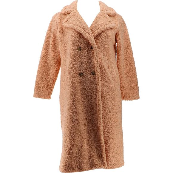 G Giuliana Black Label Long Sherpa Coat Soft Maple 7666089 - Picture 1 of 8